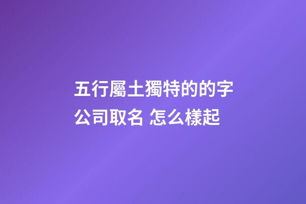 五行屬土獨特的的字公司取名 怎么樣起-第1張-公司起名-玄機派